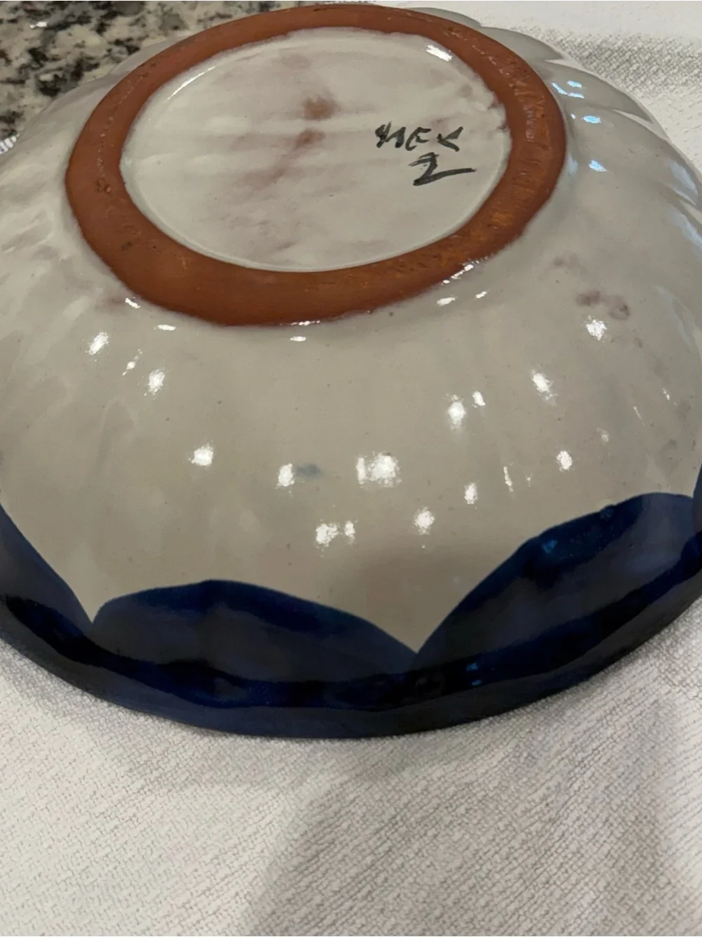Hand-Painted Blue & Yellow Fish Ceramic Bowl - Brand